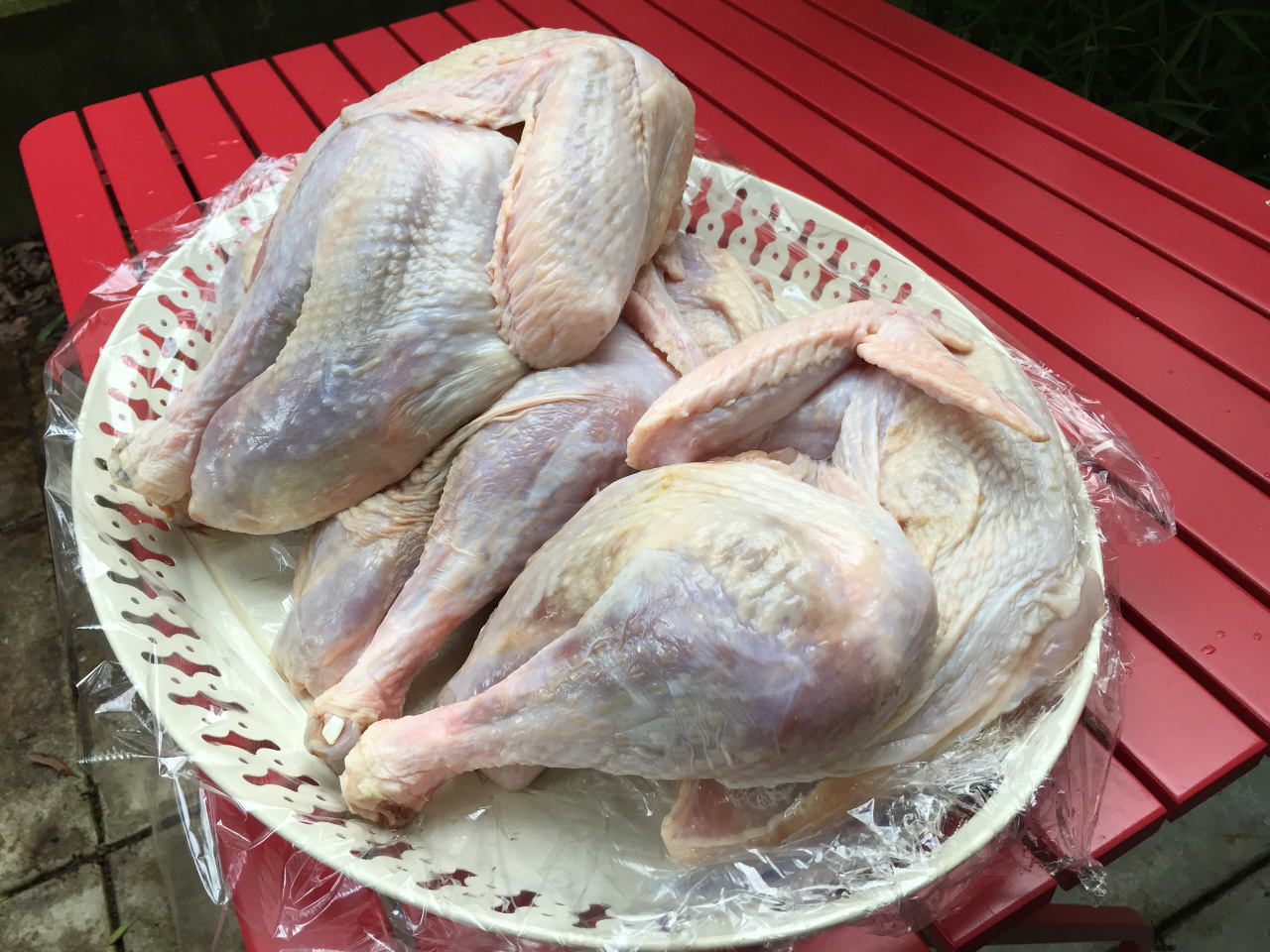 raw turkey halves