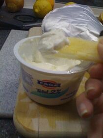 Apple sticks in Greek yogurt ftw.jpg